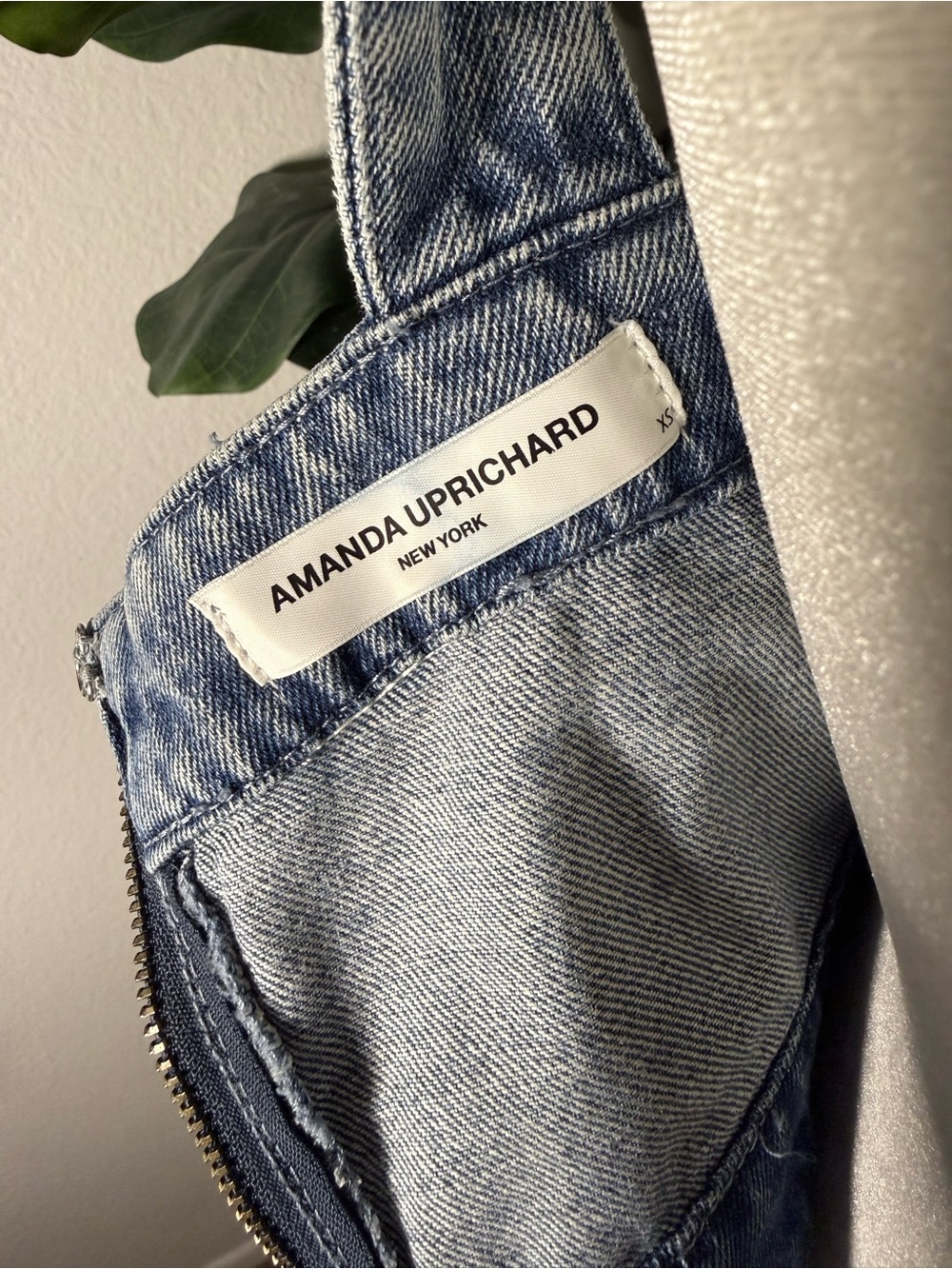 Amanda Uprichard Ace Denim Mini Dress Caspian Wash Blue - Picture 9 of 10